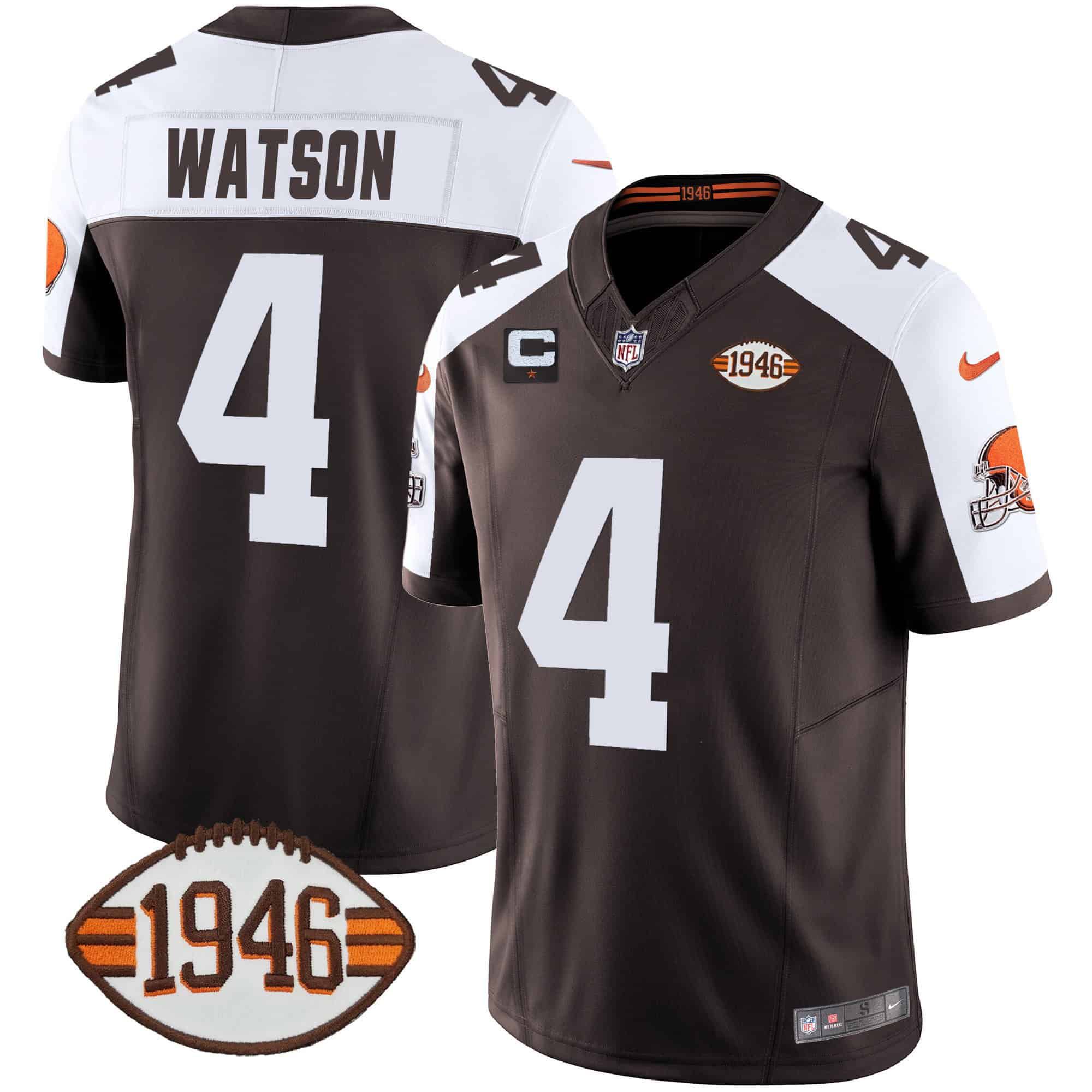 Men Cleveland Browns #4 Watson Brown 1946 75th Anniversary Patch 2024 Nike NFL Jersey->indianapolis colts->NFL Jersey